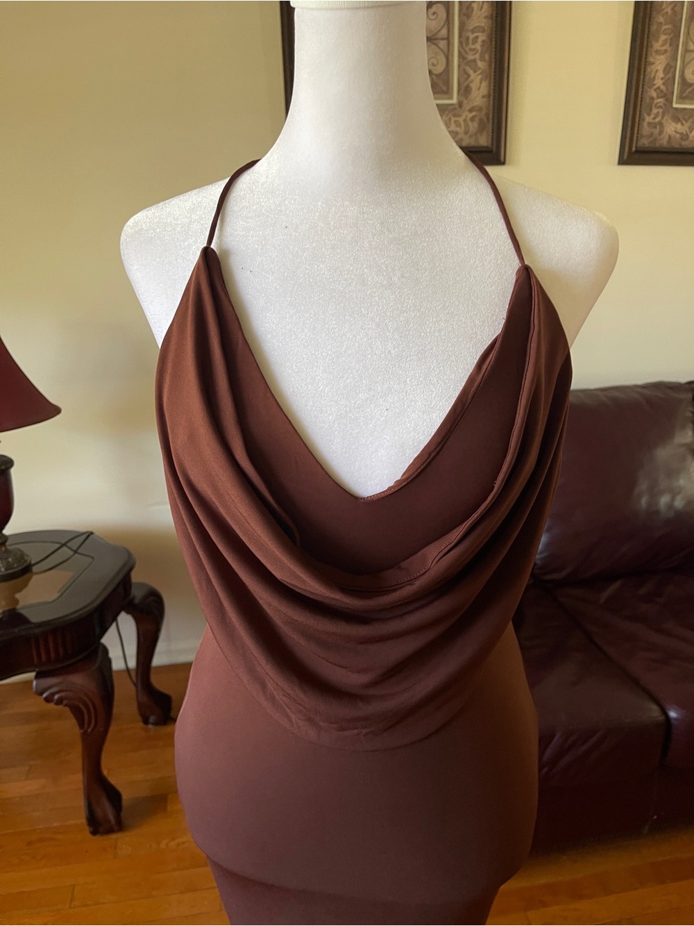 Hello Molly Chocolate Brown Open Back Maxi Dress XS 2 NWT Formal Evening Gown - Picture 5 of 11